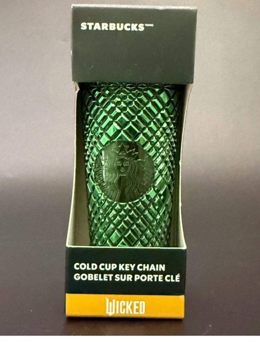 NIB Wicked + Starbucks - 2024 Em City Cold Cup KEYCHAIN - Green [Jeweled]